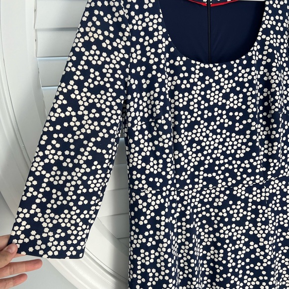 Womens Boden polka Dot Scoop Neck 3/4 Sleeve Midi Dress 6petite Pockets Career - Picture 3 of 7